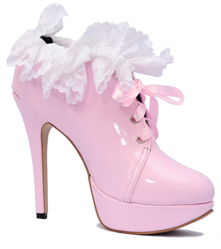 ftw frilly maid shoes babypink white lace 1
