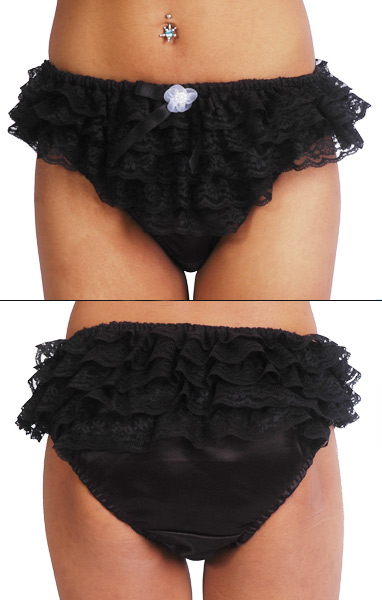nadia lace covered black satin panties 2